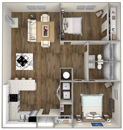 a 3d drawing of the b1 floor plan